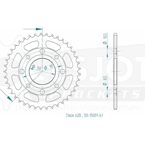 Couronne Acier TT Honda - 428 - 41 Dents - Similaire JTR269