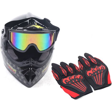 Dot moto casque adulte W / lunettes de protection + gants tout-terrain moto MX Beach Car tout-terrain (1/5)