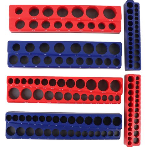 Ensemble d'organisateurs de douilles magnétiques, 6 pièces, solides, plusieurs tailles, gain de place pour lecteur 1/4 pouces, 3/8 pouces, 1/2 pouces (1/5)