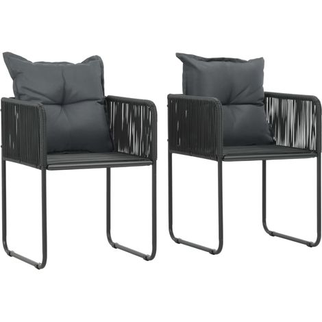 Gartenstühle 2 Stk. mit Polstern Poly Rattan Schwarz