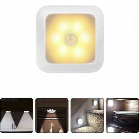 Lampe à détecteur, Veilleuse, LED Détecteur,utilisée pour les couloirs/armoires/table de nuit, Blanc, Lumière chaude, KINSI (1/5)