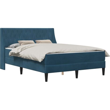 Maison Exclusive - Struttura letto con materasso Blu 140 x 200 cm Velluto