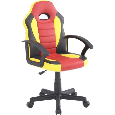 Sedia da Gaming Ergonomica per Bambini 55x56x99,5 cm in Similpelle Nera Gialla e Rossa