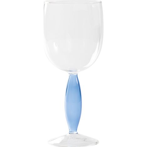 Zafferano Set 4 Calici per Vino Rosso Serie Dorici in Vetro Borosilicato Soffiato a Mano con Gambo Cavo Colore Trasparente e Bluino Elegante