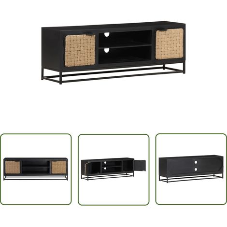 The Living Store Meuble TV 120x30x40 cm Bois massif de manguier - Meubles Tv - Meuble Tv Industriel - Meuble Tv Bois - Meuble Tv Design - Rangement Tv (1/5)