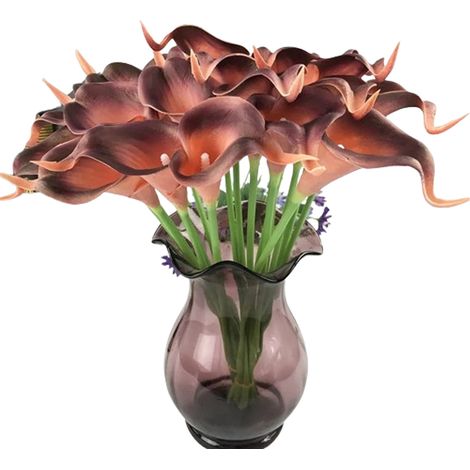 Fleur Artificielle Calla Lily - Tige Flexible en Fil Métallique Enrobé de Plastique - Décoration Mariage et Intérieur - Lot de 10 Pièces (1/5)