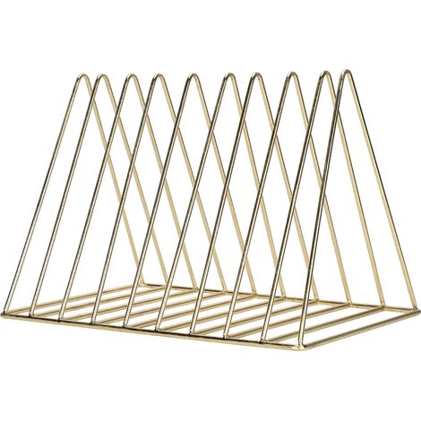 Lot en métal doré de rangement pour magazines triangulaire, organiseur de bureau pour livres et lettres, support de classement doré (1/5)