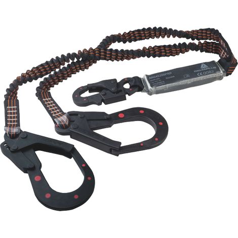 Longe double absorbeur d'énergie diélectrique sangle élastique 2 m 140 kg – AN245200PRR - Delta plus (1/4)