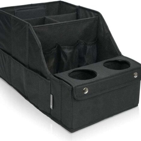QORVA-Organisateur de siège auto - Boîte de rangement - Avec porte-gobelet - Rangement arrière idéal pour les enfants et les jouets - Noir (1/4)