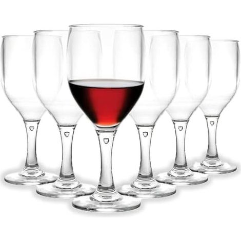 STARVAST Lot de 6-35 cl/350 ML Incassable Verres à Vin Plastiques Réutilisables, Verres à Pied Plastique pour Fête, Camping, Pique-niques, Piscines
