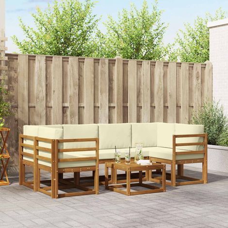 vidaXL Outdoor-Sofagarnitur mit Kissen 7 pcs Natur und Creme (1/5)