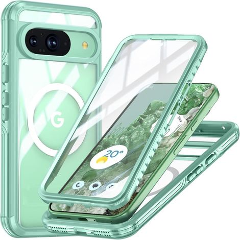 Funda antigolpes con cristal para Google Pixel 9 / Google Pixel 9 Pro compatible con MagSafe, color verde. (1/5)