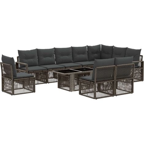 Conjunto de sofás de jardín 11 uds. Gris y Gris Oscuro vidaXL (1/5)