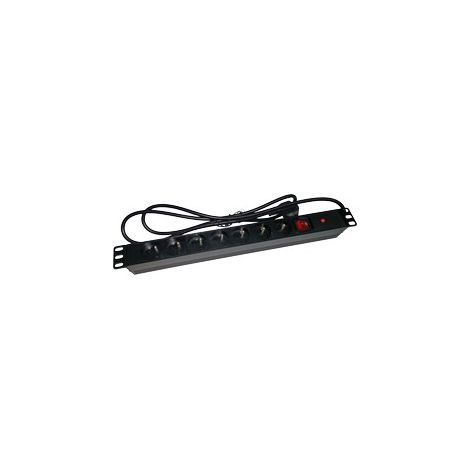 Multiprise rackable 19 pouces avec 7 prises CEE 7/5 et 1 fiche CEE 7/7 avec interrupteur et protection. (1/3)