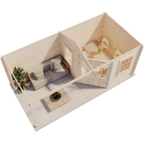 Alpholz 5-Eck Gartenhaus Mosel Gartenhaus aus Holz, Holzhaus mit 40 mm Wandstärke inklusive Terrasse Blockbohlenhaus