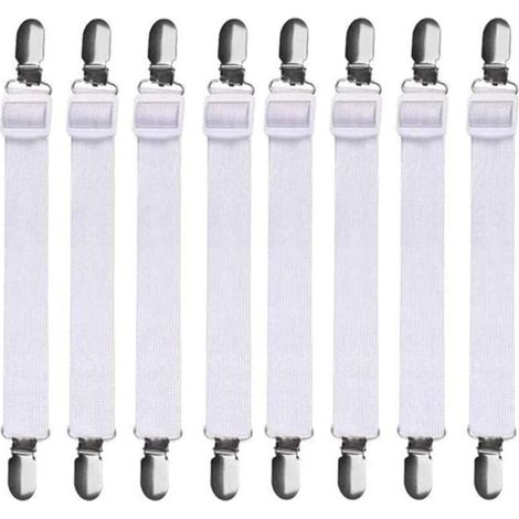 Adjustable fitted sheet tensioners 60–200 cm (8 pieces), black, for all beds and mattresses, optimal hold
