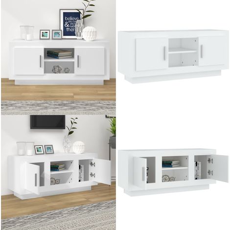 Mueble para TV madera contrachapada negro 102x35x45 cm - Mueble de madera contrachapada - Armario para TV