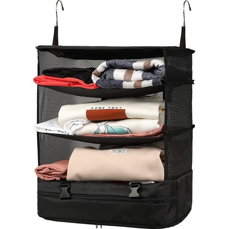 Cubes d'emballage suspendus étagères de placard portables organisateur de vêtements de Compression pliable de voyage pour valise à bagages à main (1/5)