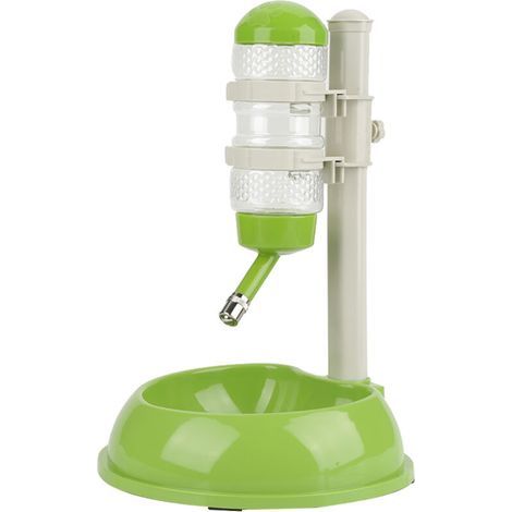 Gamelle réglable pour chien et chat – Distributeur 2-en-1 nourriture & eau, hauteur ajustable, vert, plastique résistant (1/5)