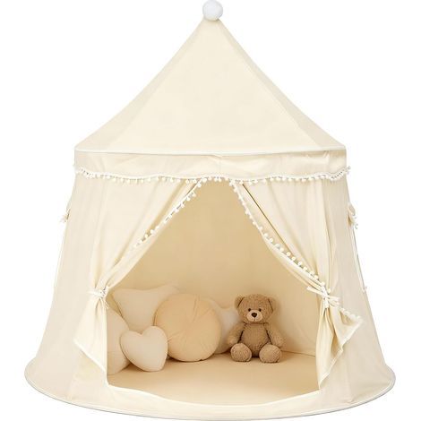 Tente de jeu tipi enfant en polyester 150x150cm – Structure en fibre de verre – Sac de transport inclus – Pour 2 à 3 enfants