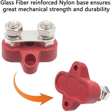 Bornier de Barre Omnibus pour Mise à la Terre de Batterie – Bloc de Jonction Double M8 avec Bornes Robustes 5/16″ – Pour Bateaux, VR et Camions Solaires (1/3)