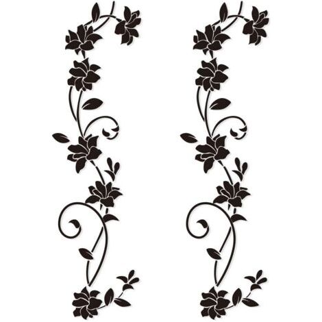 PA Sets Wandaufkleber, 105 x 30 cm, schwarze Weinreben-Blumen-Design, PVC-Wandaufkleber für Kinder, Schlafzimmer, Wohnzimmer, Büro, Restaurant, Geschäft, Dekoration (1/4)