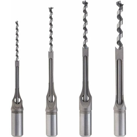 Kit di 4 punte per trapano per fori quadrati per lavorazione del legno, set di scalpelli per mortasatura del legno da 6,4 mm / 8 mm / 9,5 mm / 12,7 mm per carpenteria, costruzione, decorazione, indust (1/5)