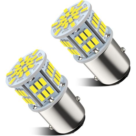 Ampoules LED 1157 BAY15D - Lot de 2 - Aluminium Blanc 6500K - Éclairage 360° Feux Stop et Recul - Véhicules 12V-24V