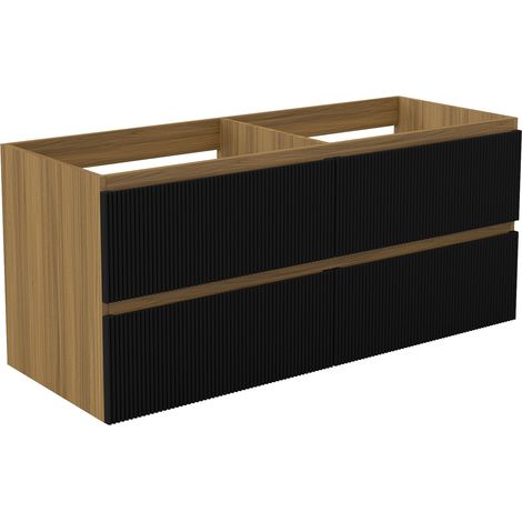 Unterschrank Badmöbel Badschrank Waschbeckenunterschrank 120cm Matt-Nussbaum+Mattschwarz TYP4