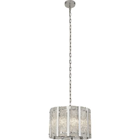 Searchlight ALEXANDRA - Sospensione a soffitto a 5 luci in argento satinato con vetro Aquatex, barre di metallo (1/5)