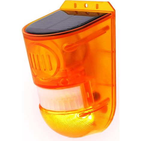 Lampe d'Alarme Solaire, LED Solaire de Sécurité, avec dDétecteur de Mouvement, Sirène Sonore d'Extérieur,Clignotante étanche pour Maison, Entrepôt (1/5)