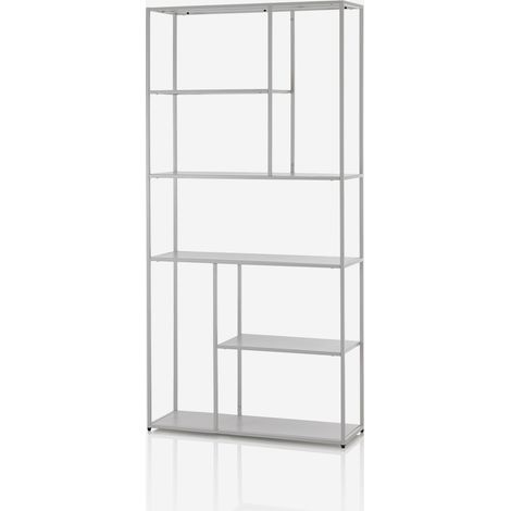 Libreria in metallo con 5 ripiani design industriale moderno Angie - Bianco