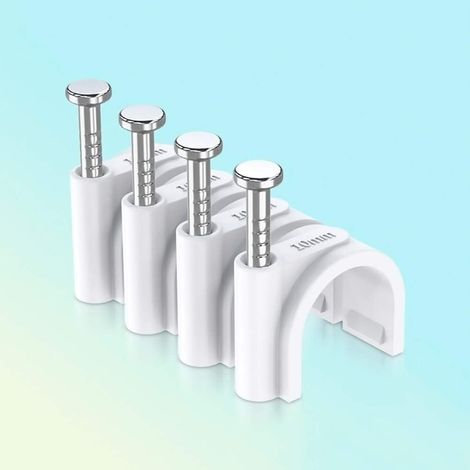 Attache-câble Ronde,100 PCS Clips de Câbles Ronds Gestion de Câbles en Nylon Clips muraux pour câbles Broches de Câble avec clou en Acier pour Murs Bureau Fixation de Cuisine à Domicile plastique 10MM (1/5)