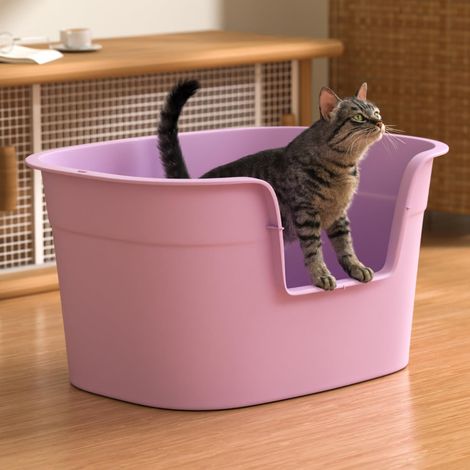 Extra Large Cat Litter Tray XL - Deep Cat Litter Tray Easy to Clean, Lowered Entry, Spill-proof High Litter Tray, No Mess, 25"L x 17.7"W x 13"H (1/5)