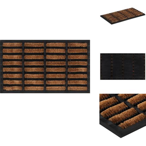 Paillasson rectangulaire 45x75 cm caoutchouc et fibre de coco - Tapis D'entrée - Paillasson Extérieur - Paillasson Intérieur - Antidérapant - Caoutchouc (1/5)