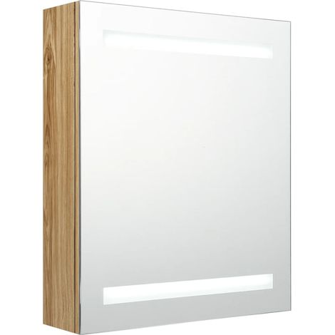 Maison Exclusive - LED-Bad-Spiegelschrank Eichen-Optik 50x14x60 c