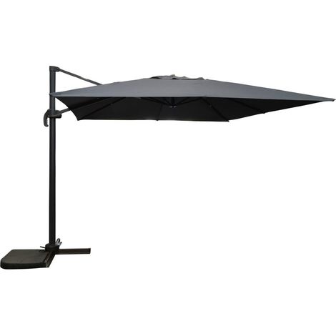 Signature Weave 3 x 3m Square Cantilever Parasol Sun Shade Umbrella Grey Canopy