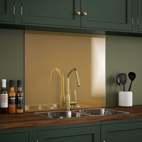 Splashback Brass Glass Kitchen Backsplash 900 x 750mm (1/4)