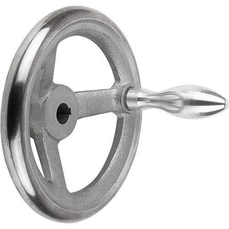 KIPP Handrad DIN 950 Ø140 Grauguss Passbohrung mit Nut 14H7 (1/2)