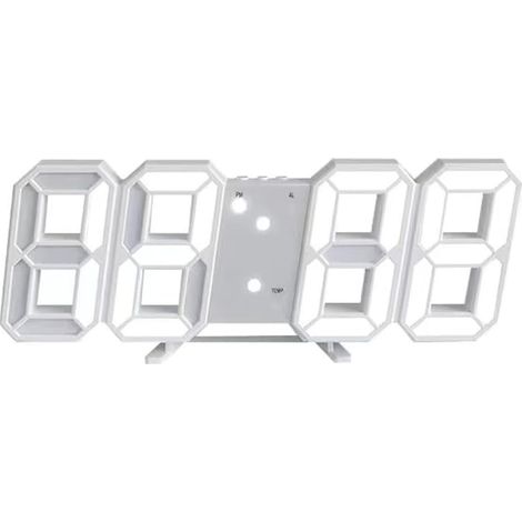 (Blanc) Horloge murale LED 3D, réveil numérique moderne pour la maison, la cuisine, le bureau, le chevet, l'horloge murale, affichage 24 ou 12 heures (1/5)