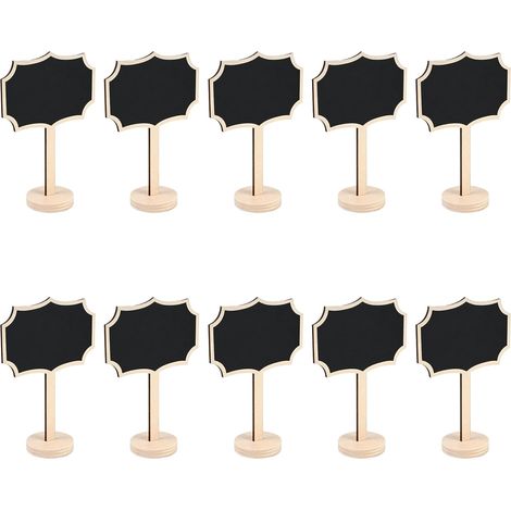 10 Pièces Étiquette Plante - Mini Ardoise Avec Chevalet En Bois (B) Marqueurs De Plantes, Petits Panneaux À Écrire, Tableau Noir Craie, Étiquettes Pour Jardin Marque-Place Décoration Fête (1/5)