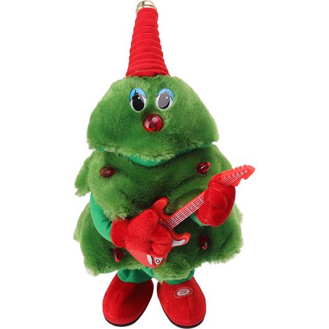 Elektrischer Weihnachtsbaum-Plüschtier mit 8 Liedern, Dauerwiedergabe, leuchtend, schwingend, singend, tanzend – ein süßes elektrisches Plüschtier für Kinder mit Gitarren-Weihnachtsbaum (1/5)