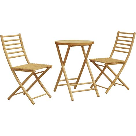 Juego de mesa y sillas de jardín 3 piezas bambú vidaXL (1/5)