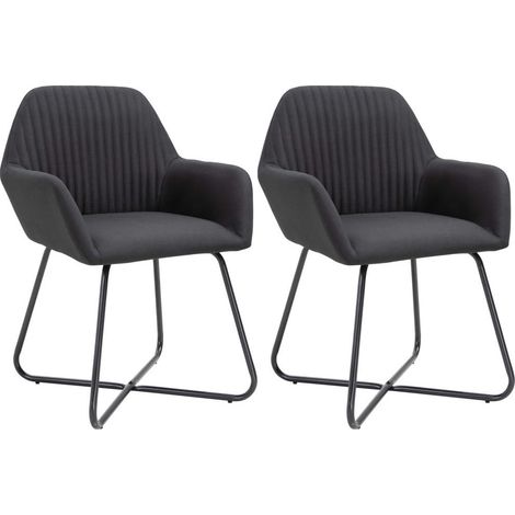 Chaise tissu noir et pieds métal noir Mikee - Lot de 2 (1/5)