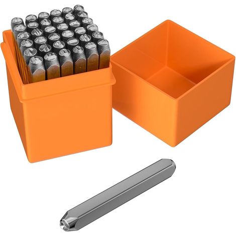 37 Pièces Tampon Lettre, Poincon Metal, Lettre à Frapper A-Z/Chiffres 0-8/Symbol &/Symbole du Coeur, Lettre pour Argile Autodurcissante pour Estampage du Métal, du Plastique, du Cuir(3mm) (1/5)