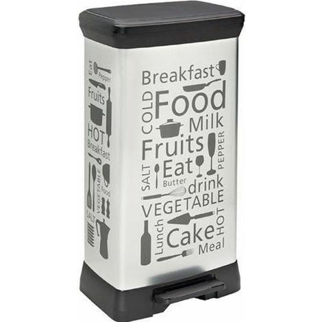 Curver 205873 Décor Kitchen Poubelle à Pédale Rectangulaire Polypropylene Argent 39 x 29 x 73 cm... (1/5)