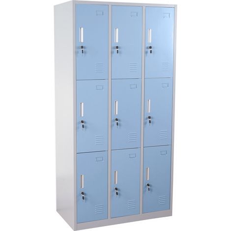 Casier armoire à casiers casier sécurisé métal 9 compartiments bleu 040003622 (1/5)