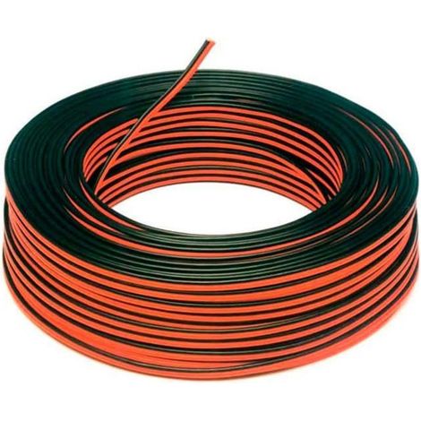 Rollo 100m Cable Eléctrico Plano Manguera 2x0.5mm² para Tiras LED Monocolor Negro