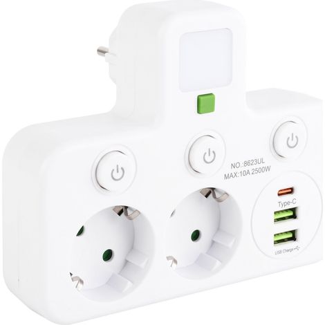 Toolight Multipresa 2 Prese + 2x Usb-a + Usb-c Jnh017 White (1/5)
