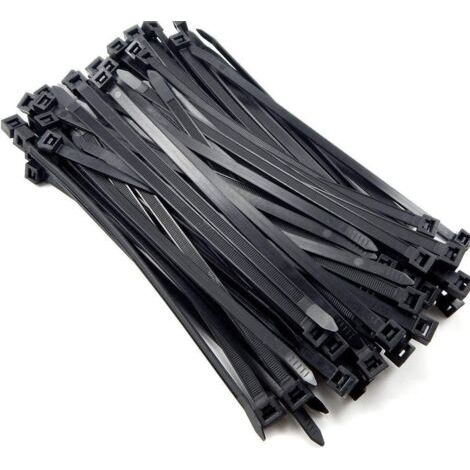 Serre-cables électriques 400 mm x 7.6 mm, Attache Cable, Serre Cables en plastique, Colliers Serre-Cable 400mm, Noir, Lot de 100 Pièces, élargir et Allonger (1/5)